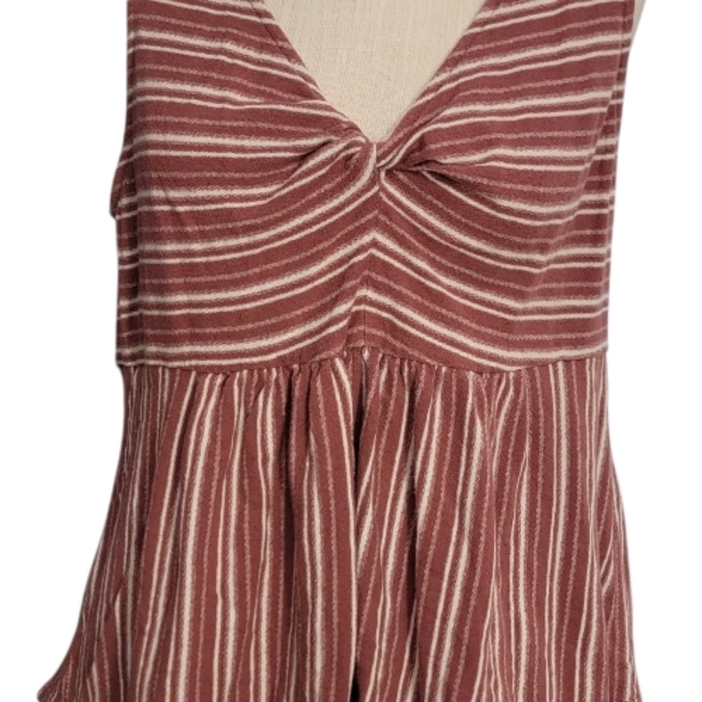 Lucky Brand Burgundy Striped V-Neck Blouse